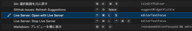 VSCode⌘Lのショートカット設定変更後
